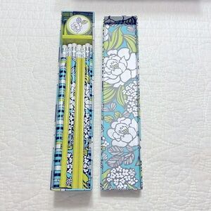 Vera Bradley Pencil Box Set Island Blooms With #2 Pencils & Sharpener